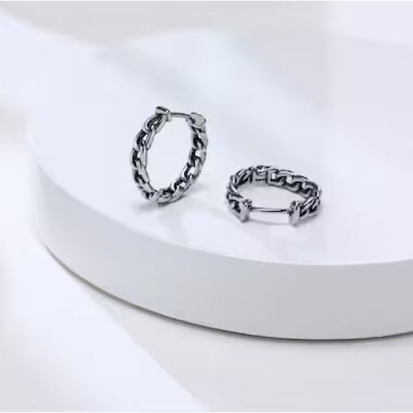 Mens Single Accent Earring Huggie Hoop Earring - Picture 3 of 5